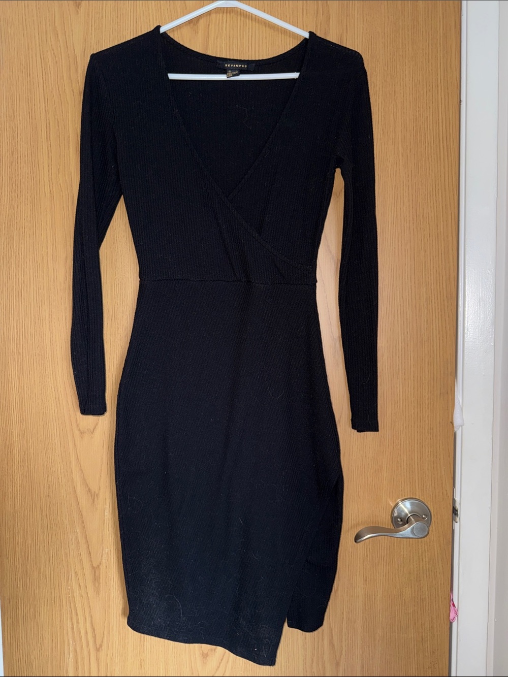 Black Long-Sleeve Knit Dress
